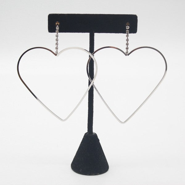 50MM HEART HOOP DANGLE EARRINGS - - The Queens Hanger Boutique -