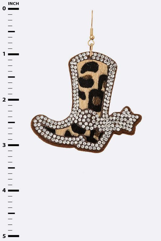 Animal Print Cowboy Earrings - - The Queens Hanger Boutique -