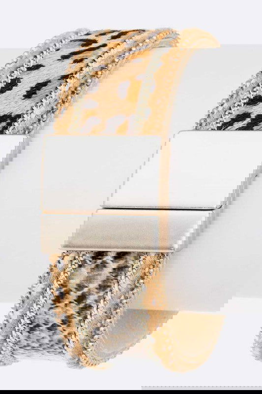 Animal Print Magnetic Leather Cuff - - The Queens Hanger Boutique -