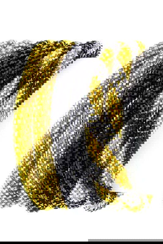 Black & Gold Nepal Roll Up Bracelets Set - - The Queens Hanger Boutique -