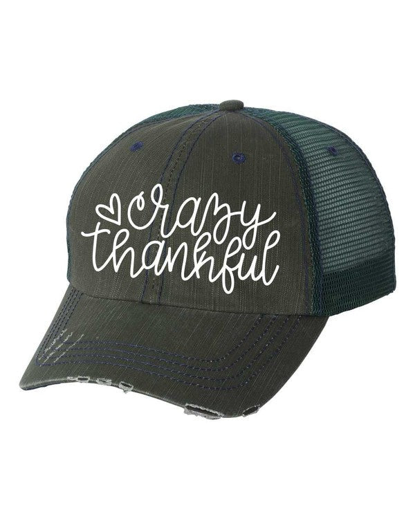 Crazy Thankful Embroidered Trucker hat - - The Queens Hanger Boutique -
