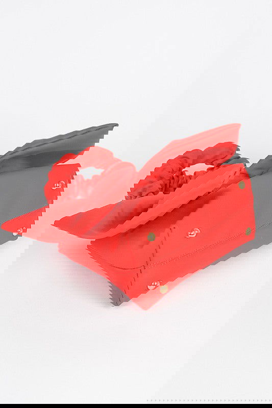 Crinkle Handle Large Bow Tie Clutch Bag - - The Queens Hanger Boutique -