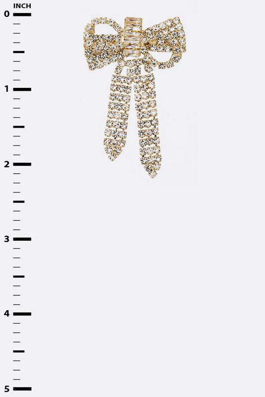 Crystal Bow Tie Statement Earrings - - The Queens Hanger Boutique -