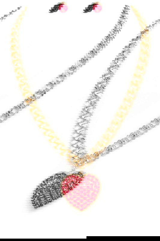 Crystal Heart Pendant Necklace Set - - The Queens Hanger Boutique -