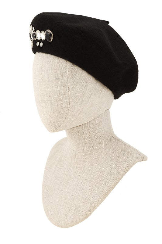 Diamond Charm Solid Wool Beret - - The Queens Hanger Boutique -