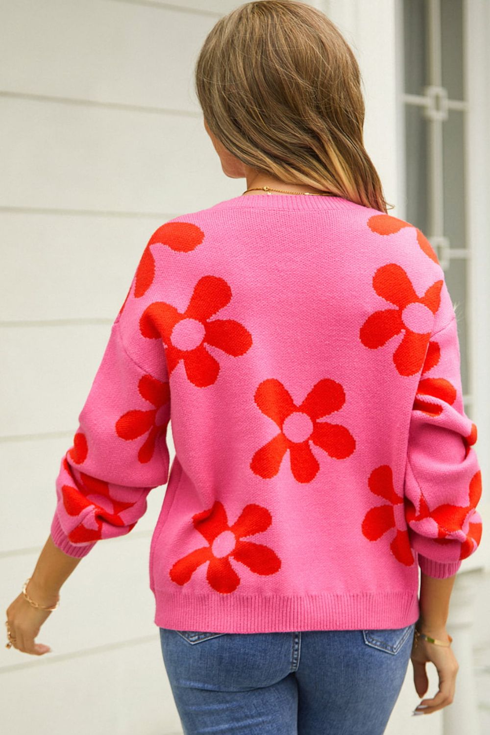 FALL FAVORITE Floral Print Pullover Sweater - - The Queens Hanger Boutique -