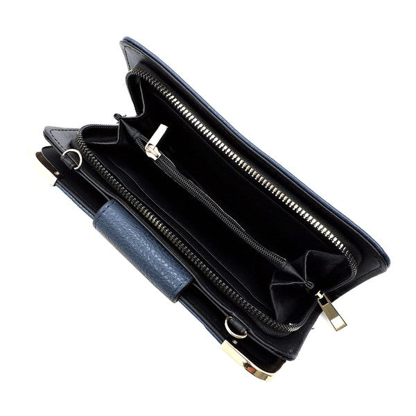 Fashion Turn Lock Crossbody Wallet - - The Queens Hanger Boutique -