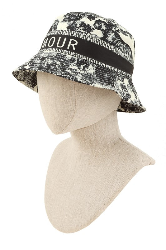 French Country AMOUR Embroidery Bucket Hat - - The Queens Hanger Boutique -