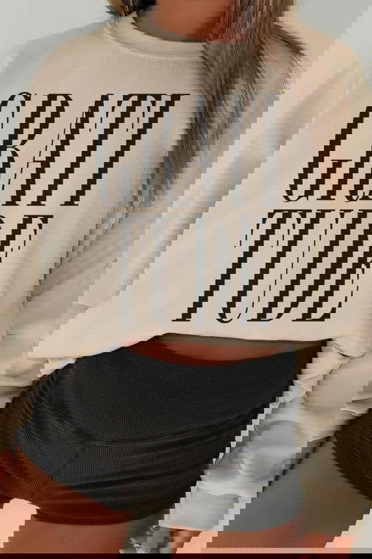 GRATITUDE OVERSIZED Graphic SWEATSHIRT - The Queens Hanger Boutique