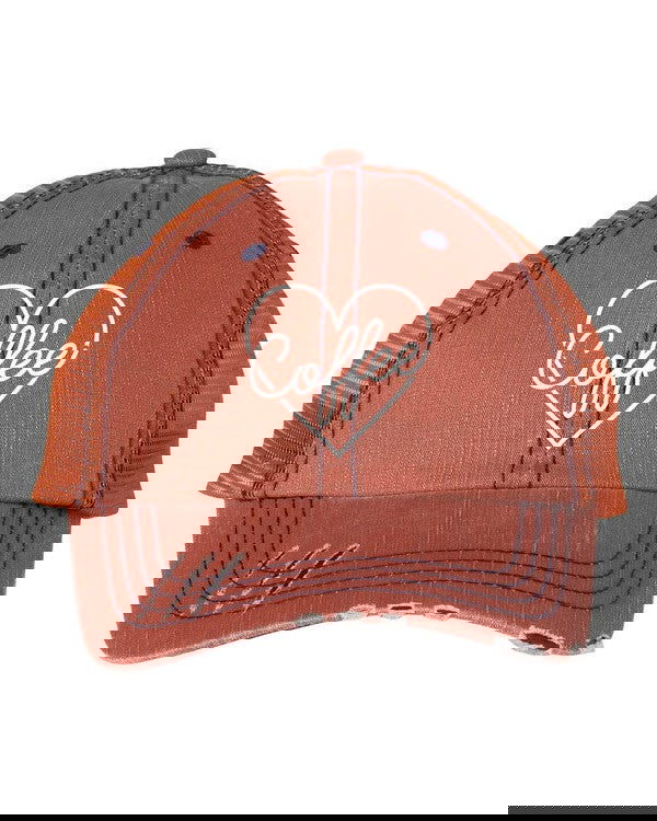 Heart and Coffee Embroidered Trucker Hat - - The Queens Hanger Boutique -