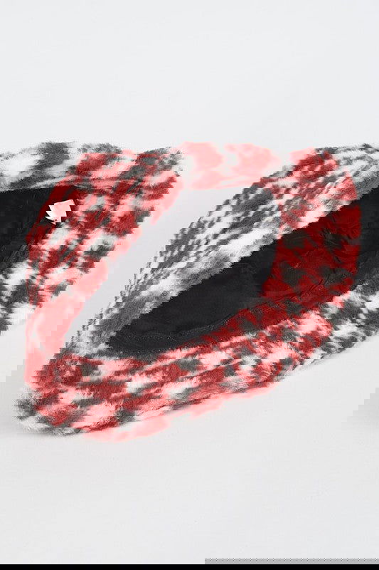 Houndstooth Print Faux Fur Bucket Hat - - The Queens Hanger Boutique -