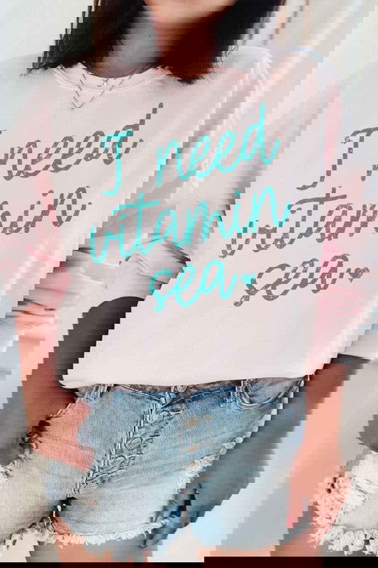 I NEED VITAMIN SEA OVERSIZED GRAPHIC SWEATSHIRT - The Queens Hanger Boutique