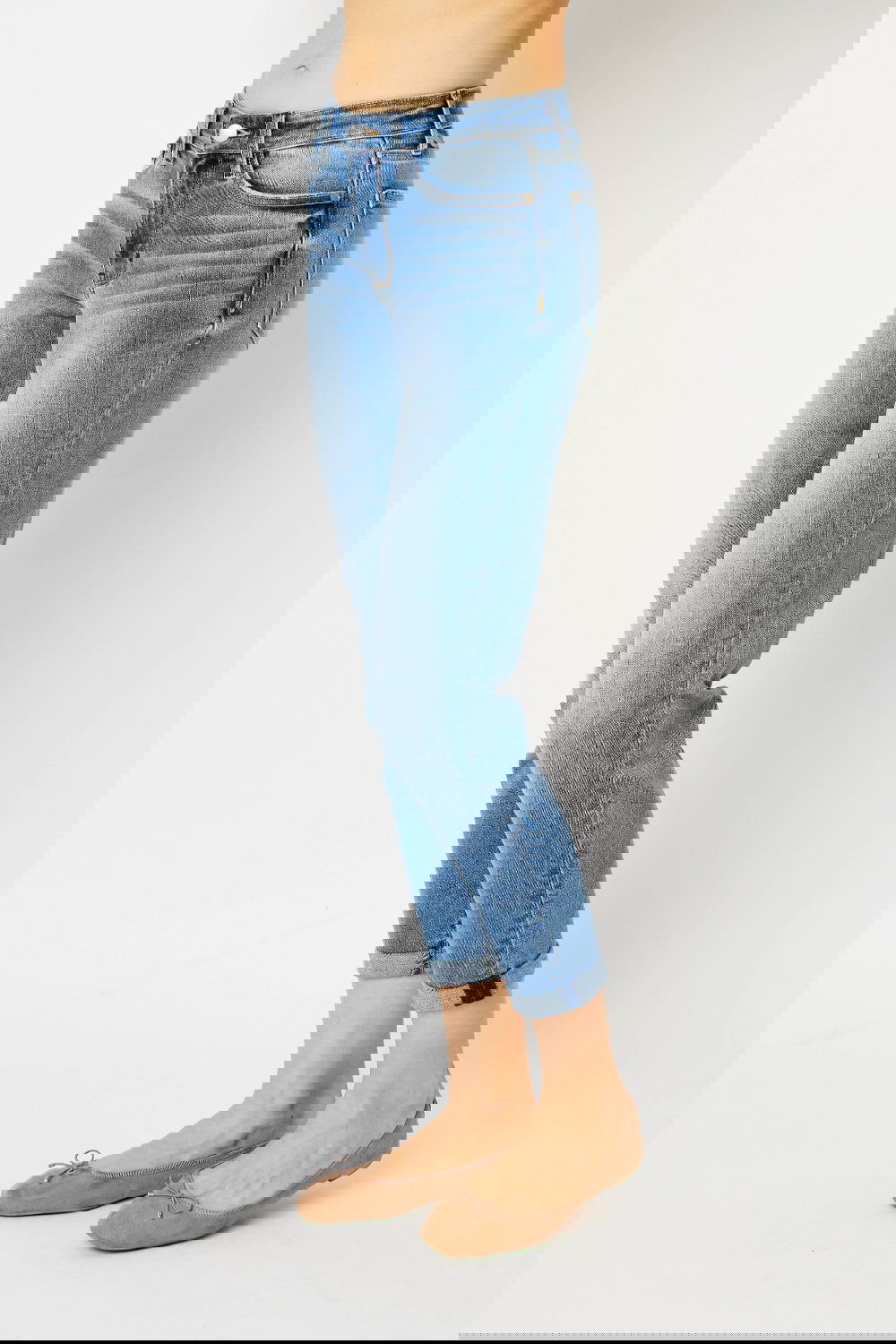 Judy Blue Full Size Cuffed Hem Slim Jeans - The Queens Hanger Boutique