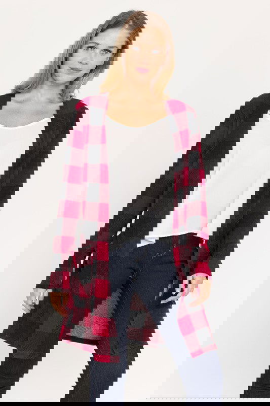 Long Buffalo Plaid Open Cardigan - - The Queens Hanger Boutique -