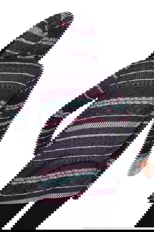 Long Tribal Print Hooded Cardigan - - The Queens Hanger Boutique -