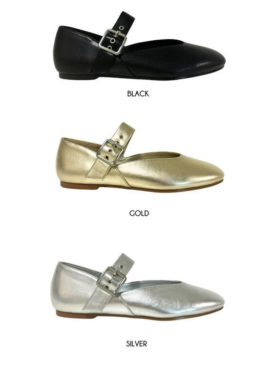 METALLIC BALLETINA FLAT - - The Queens Hanger Boutique -