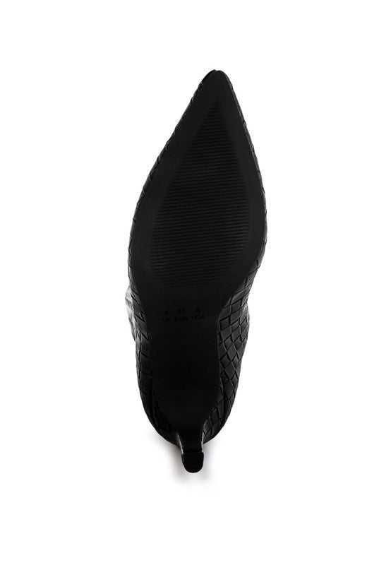 Mentha Woven Faux Leather Boots - - The Queens Hanger Boutique -