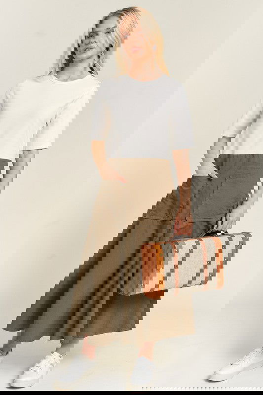 Midi Contemporary Knit Mix Dress - The Queens Hanger Boutique