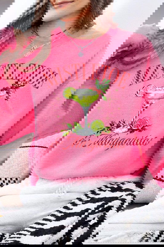 Mistletoe & Margaritas Graphic Fleece Sweatshirts - - The Queens Hanger Boutique -