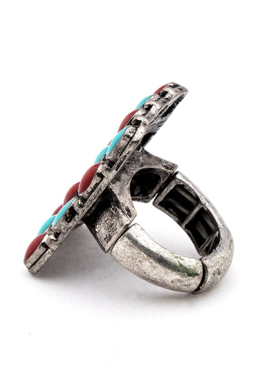 Mix Tone Vintage Inspired Western Stretch Ring - The Queens Hanger Boutique