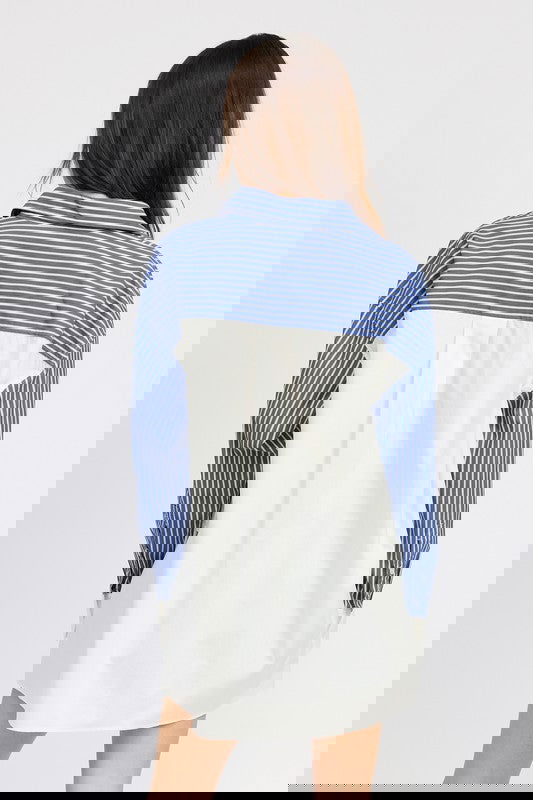 OVERSIZED STRIPED SHIRT - The Queens Hanger Boutique