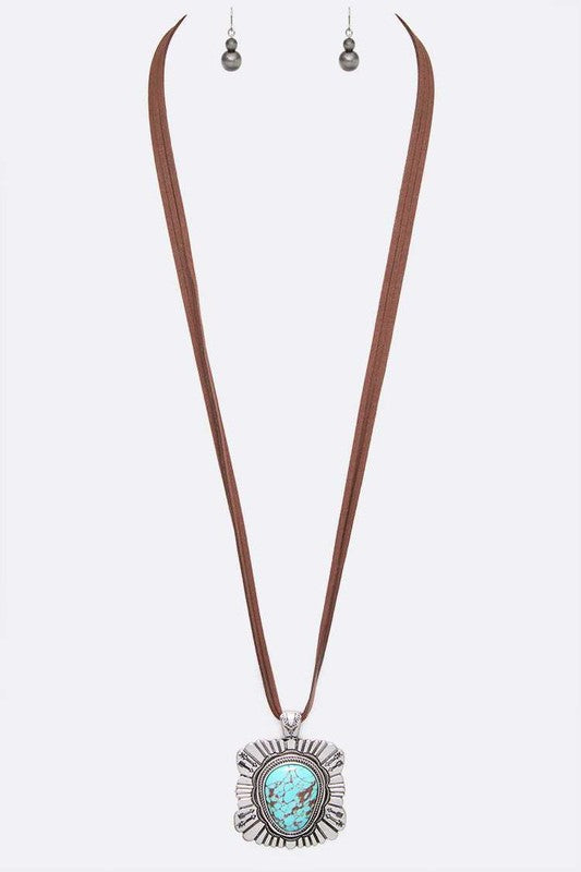 Pendant Long Suede Necklace - - The Queens Hanger Boutique -