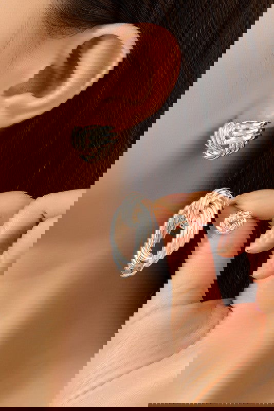 Premium Trio Metal Knot and Hoop Earrings - - The Queens Hanger Boutique -