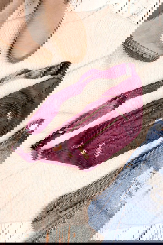 Quilted Belt Sling Bum Bag - - The Queens Hanger Boutique -