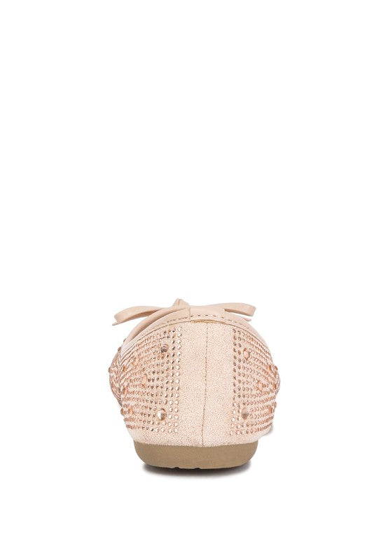 Rhinestones & Stud Embellished Microfiber Ballet Flats - - The Queens Hanger Boutique -
