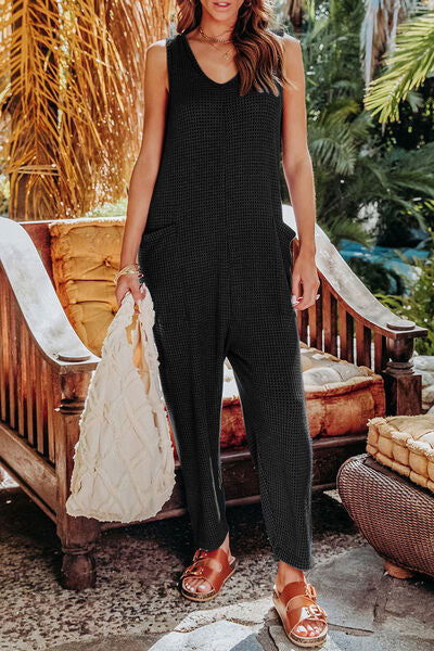 Sleeveless Straight Jumpsuit Plus Available - The Queens Hanger Boutique