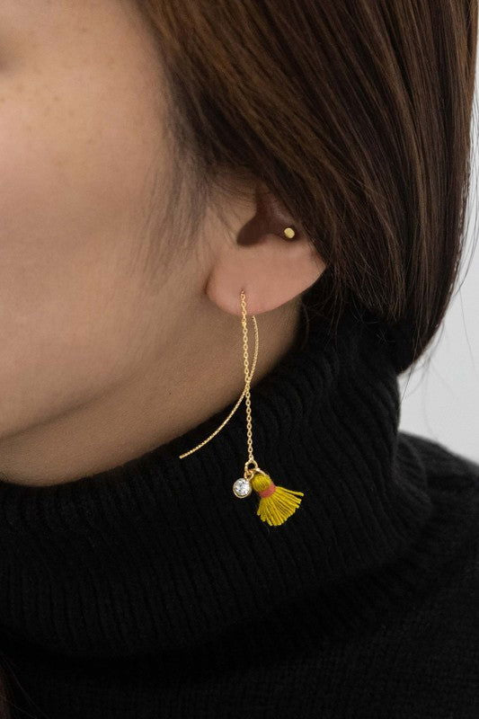 Tassel Threader Earrings - - The Queens Hanger Boutique -