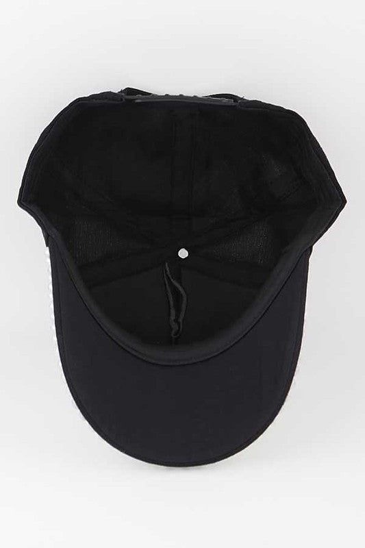 The Embellished Fashion Cap with Pearl Crystals - The Queens Hanger Boutique