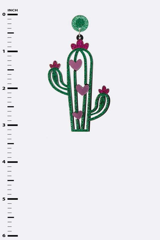 The Sparkling Cactus Cutout Earrings - The Queens Hanger Boutique