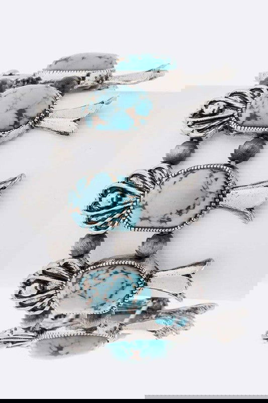 The Squash Blossom Turquoise Stretch Bracelet - The Queens Hanger Boutique