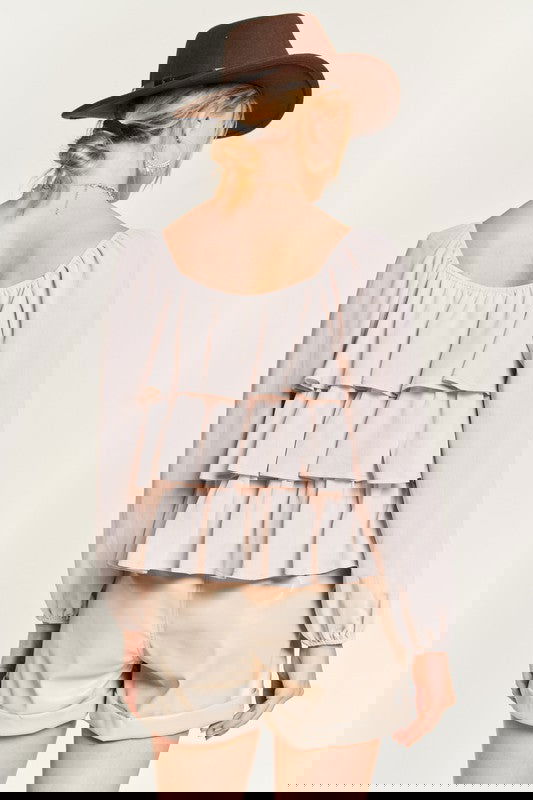 Tiered flounce designed Blouse - The Queens Hanger Boutique