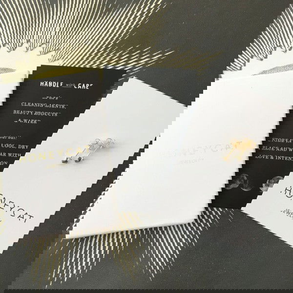 Tiny Black Iron Ore Solitaire Studs - - The Queens Hanger Boutique -