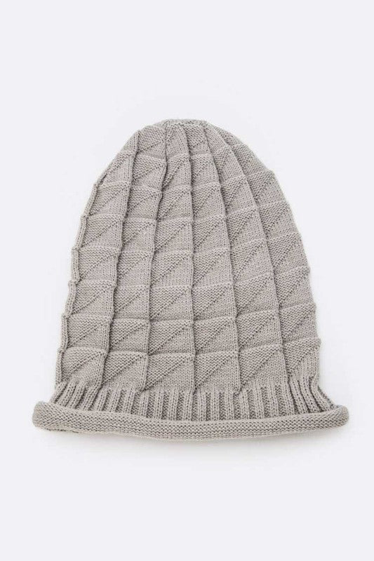 Unisex Raised Knit Slouchy Beanie - - The Queens Hanger Boutique -