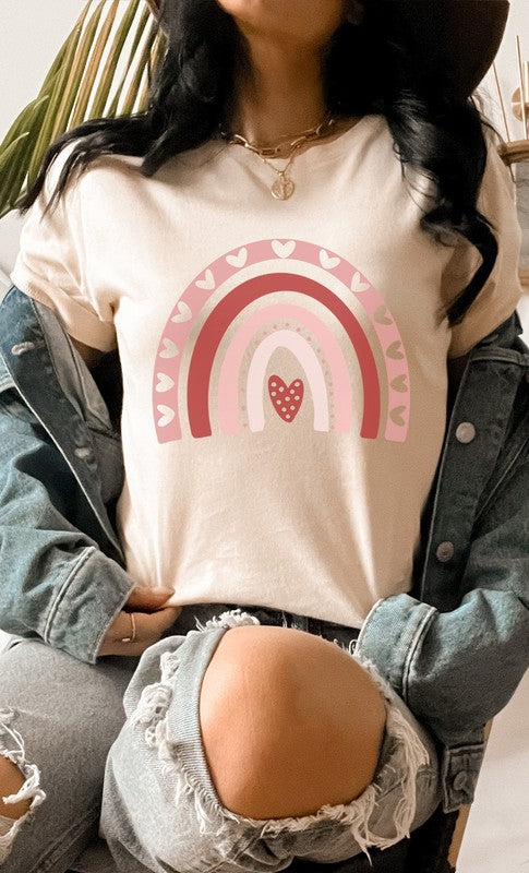 Valentines Day Heart Rainbow PLUS SIZE Graphic Tee