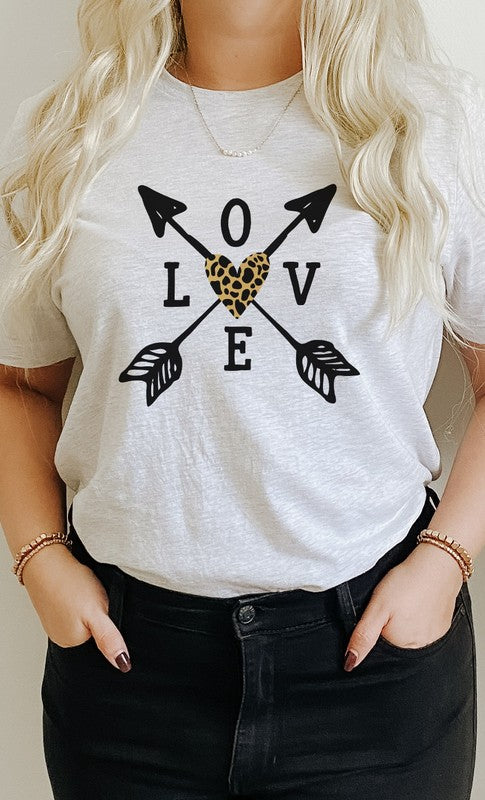 Love Metallic Leopard Heart Arrow PLUS Graphic Tee