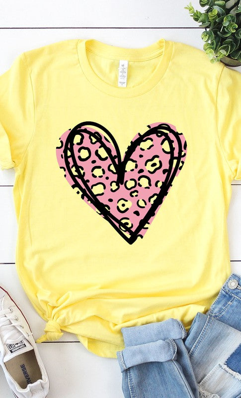 Leopard Pink Heart Graphic Tee PLUS