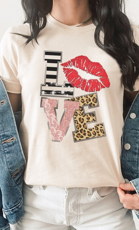 LOVE Multi Pattern Valentine PLUS SIZE Graphic Tee