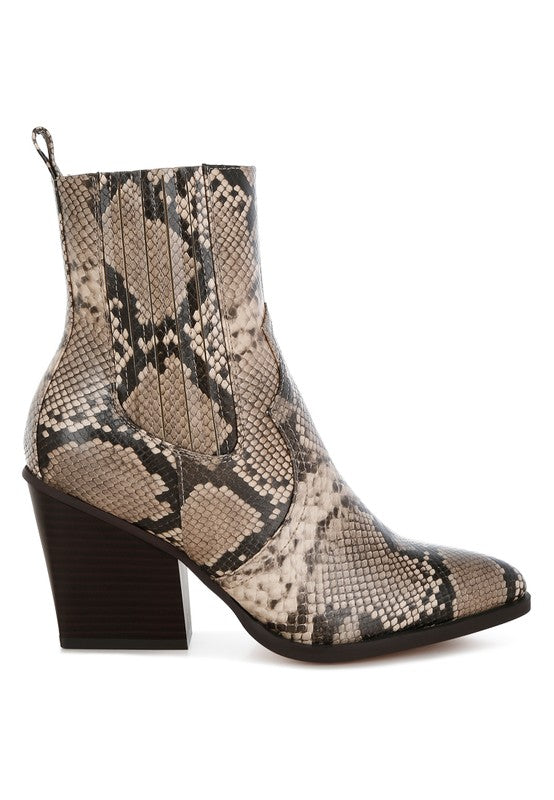 Snake Print Ankle Boots