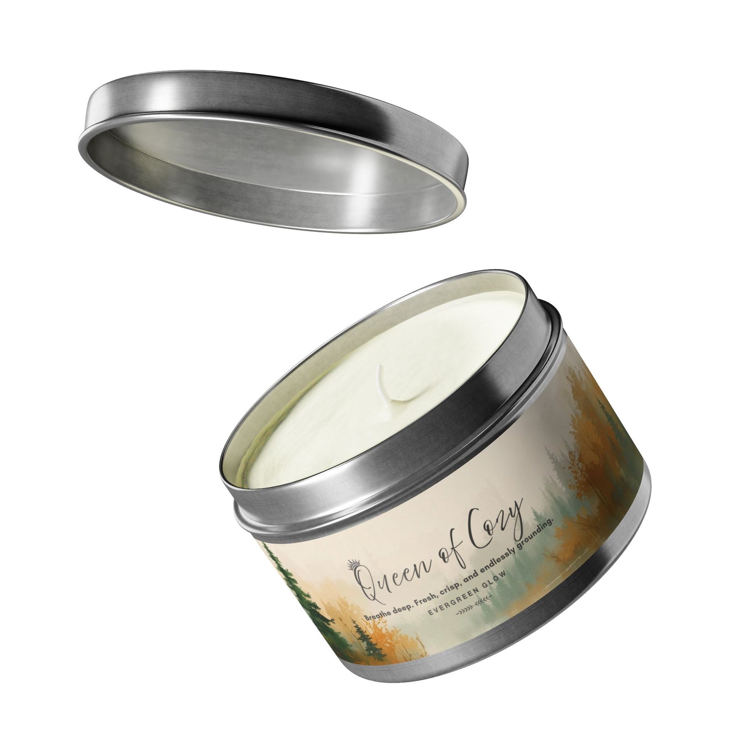 Queen of Cozy Tin Candles | Evergreen Glow