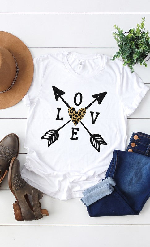 Leopard Heart Love Arrows Graphic Tee