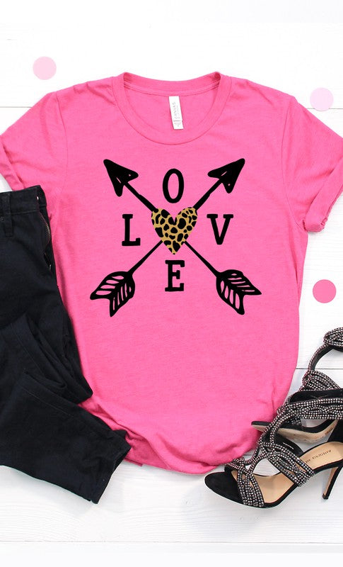 Leopard Heart Love Arrows Graphic Tee