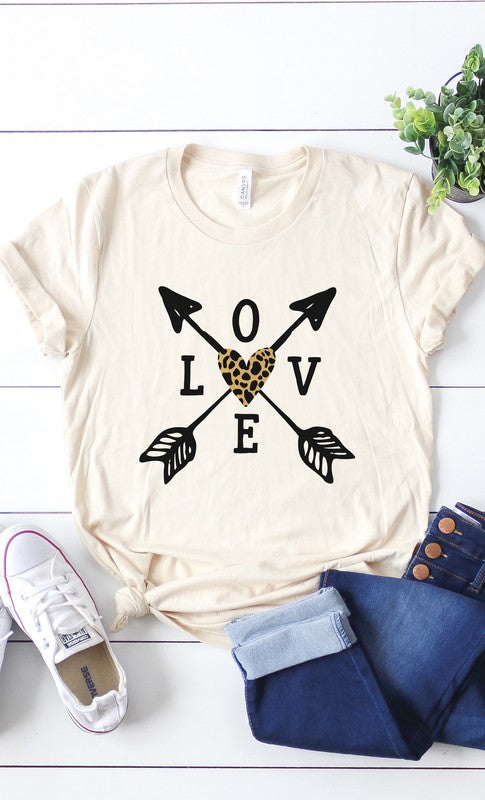 Leopard Heart Love Arrows Graphic Tee PLUS