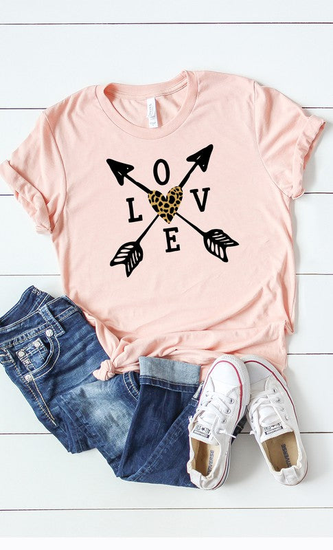 Leopard Heart Love Arrows Graphic Tee