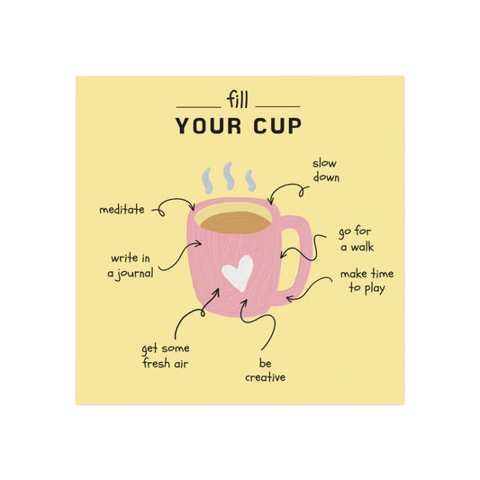 Fill Your Cup Magnet — Gentle Self-Care Reminder