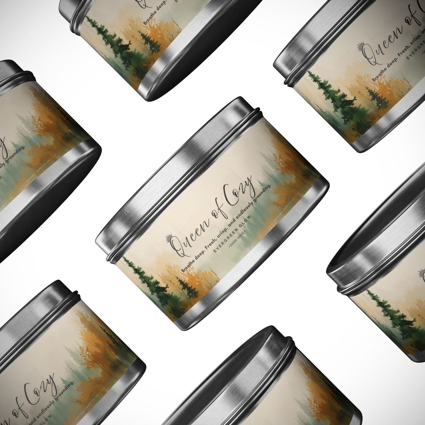 Queen of Cozy Tin Candles | Evergreen Glow