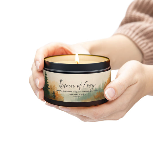 Queen of Cozy Tin Candles | Evergreen Glow